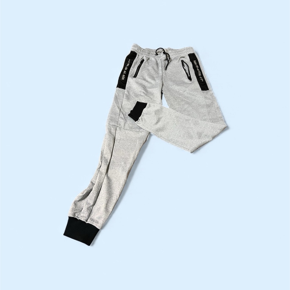 Gray Jogger Pants with Black Accents